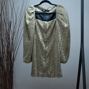 Zara gold dress